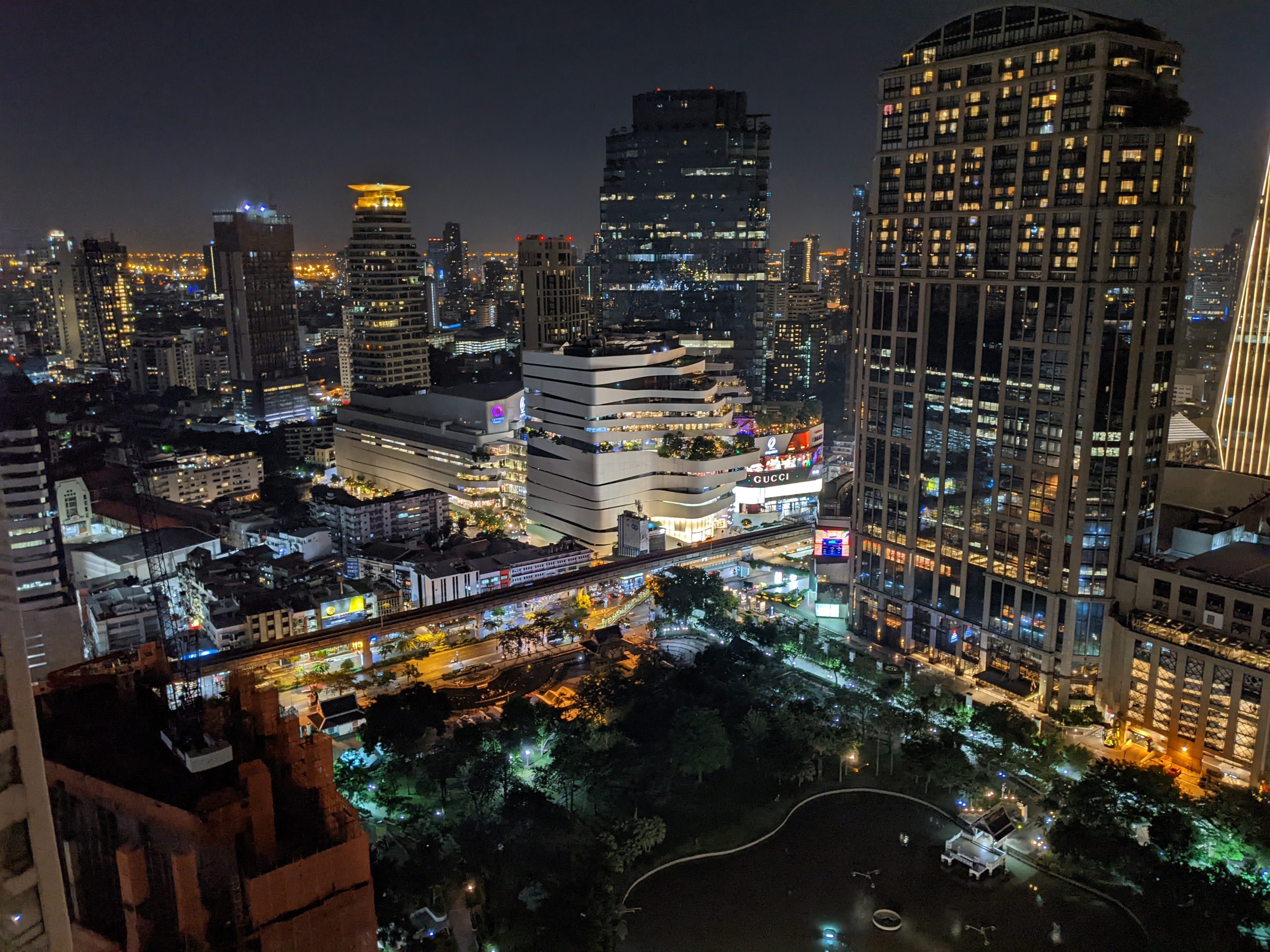 Emquartier mall and Benjasiri Park in Phrom Phong area