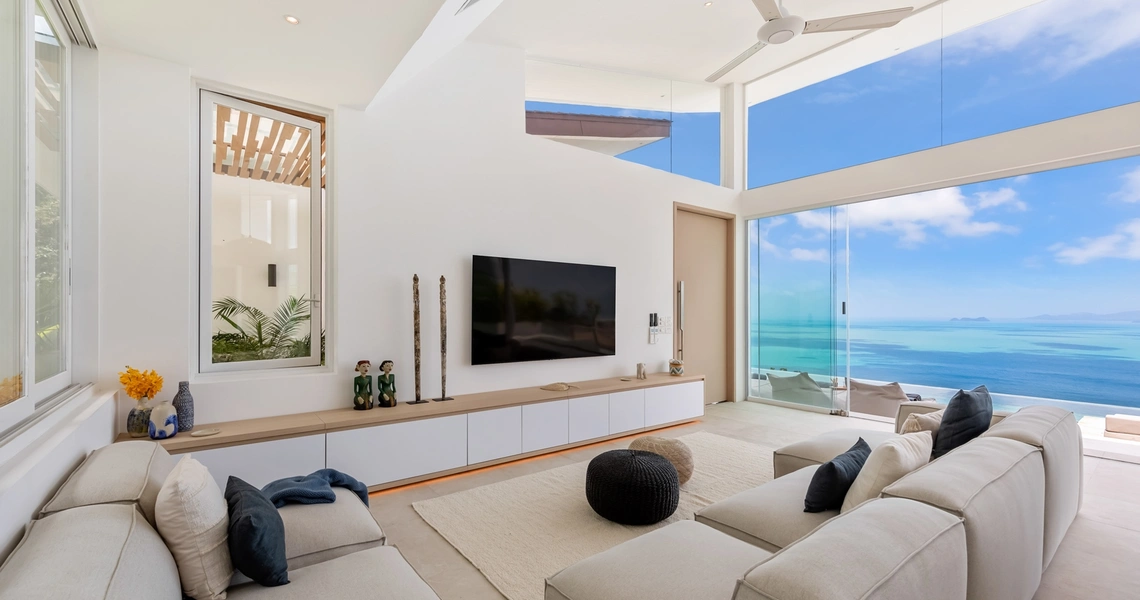 Pacific Palisade Samui luxury villa - living room and TV