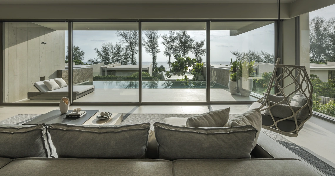 Veyla Natai beachfront villas sea villa living room view