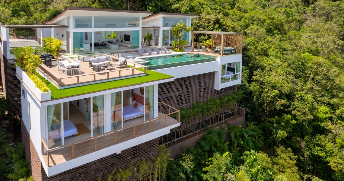 Pacific Palisade Samui luxury villa - drone view