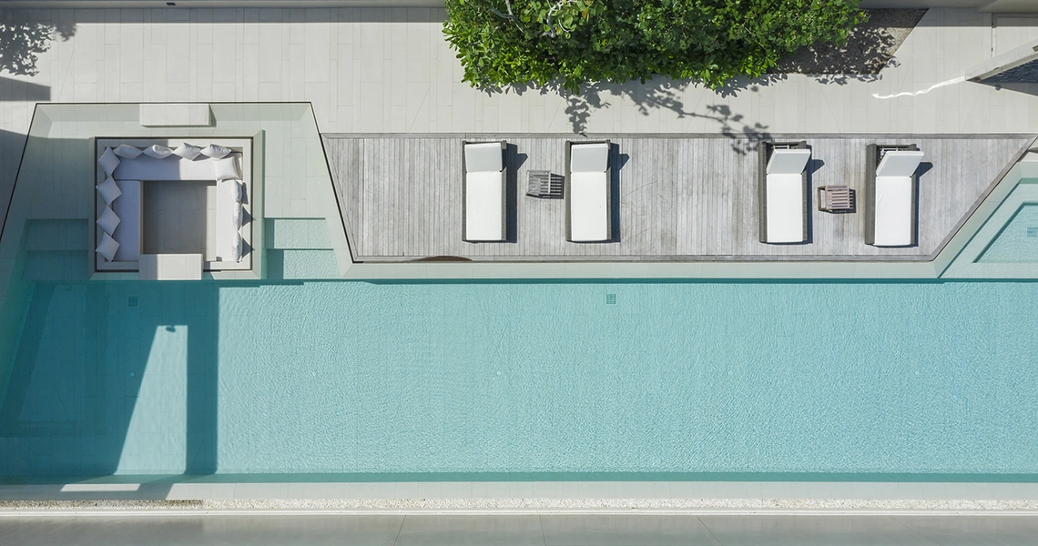 Veyla Natai beachfront villas common pool top view