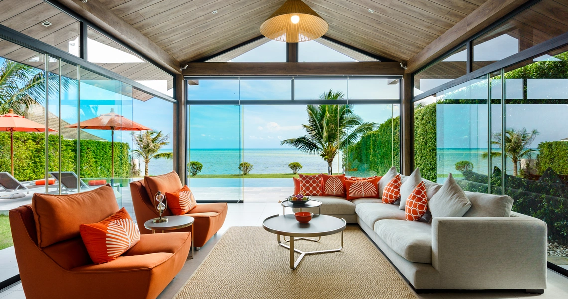 Luxury villas on Samui 5 Bedroom Beachfront Villas in Baan Talay living area