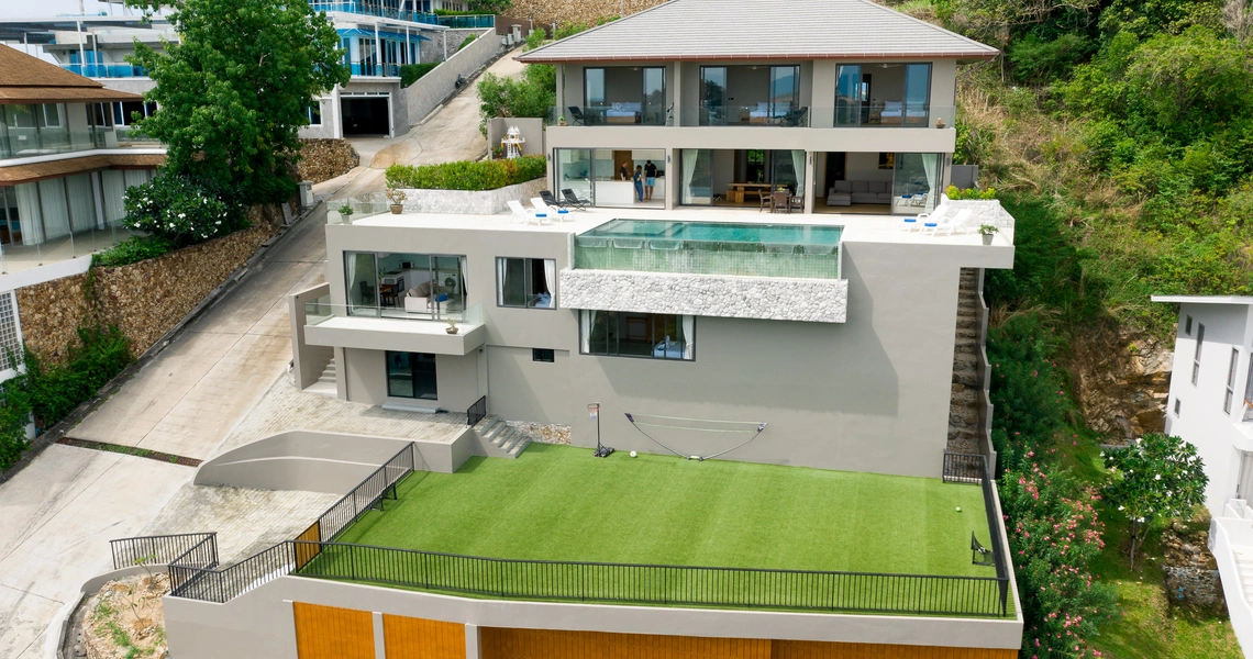Luxury villas on Samui Villa Kelly 6 Bedroom Seaview Pool Villa drone view