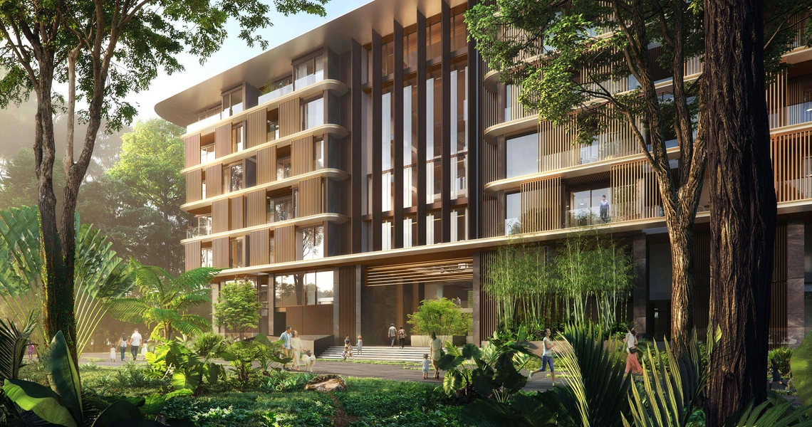 Mulberry Grove at The Forestias Luxury Bangkok Condo entrance from the forest