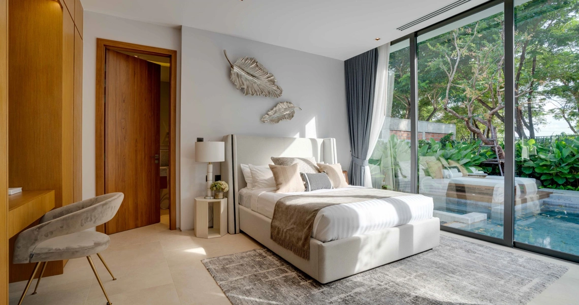 Botanica Montazure luxury villas Phuket - bedroom with pool access
