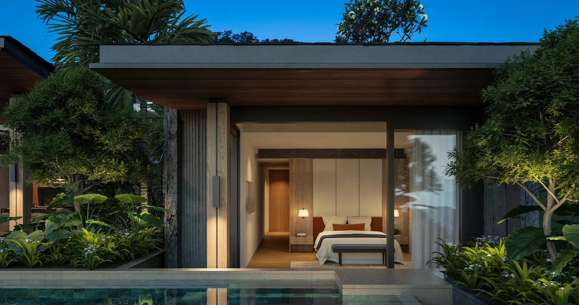 Pavara Vhana pool villa at night