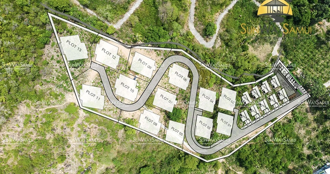 Chandra Samui designer villas - drone view of masterplan, different angle