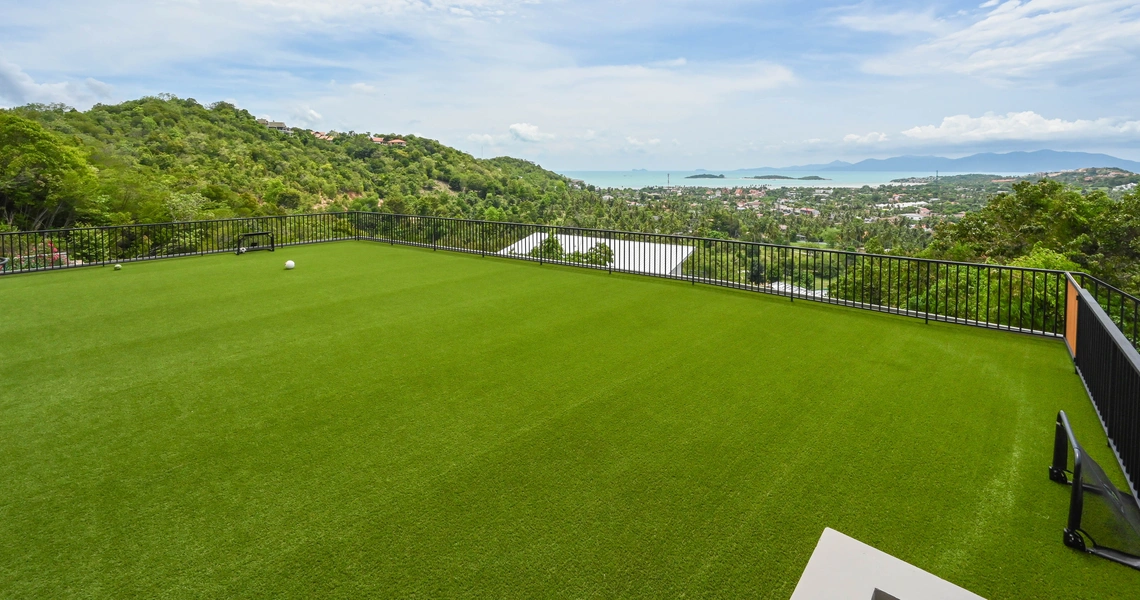 Luxury villas on Samui Villa Kelly 6 Bedroom Seaview Pool Villa football pitch