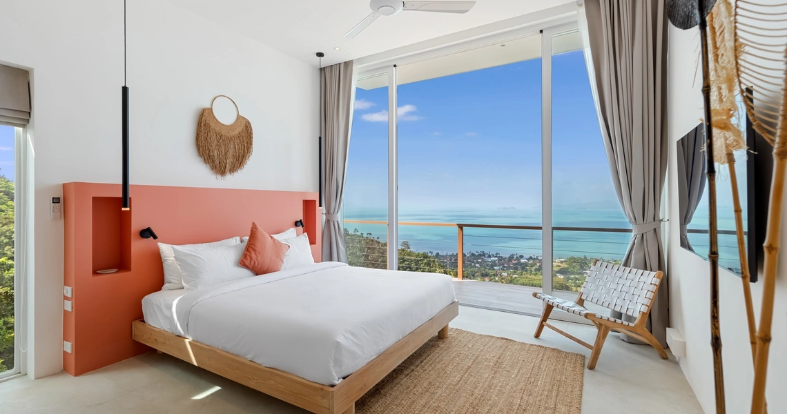 Pacific Palisade Samui luxury villa - sea view bedroom