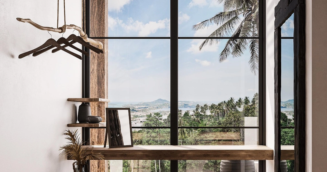 Chandra Samui designer villas - desk with a view