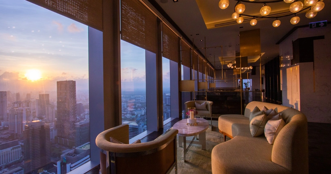The Ritz-Carlton Residences Bangkok - sunset as seen from the lounge
