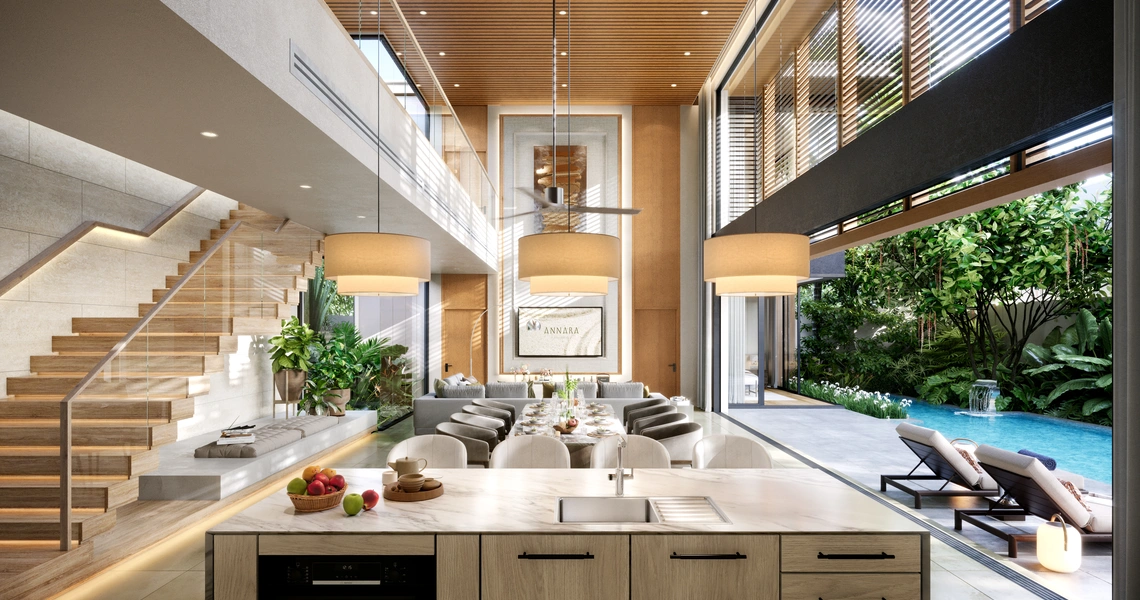 ANNARA Residences dining room and pool