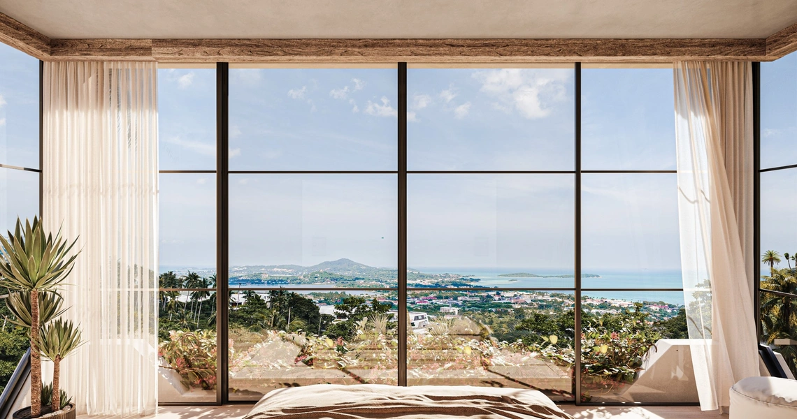 Chandra Samui designer villas - seaview from main bedroom