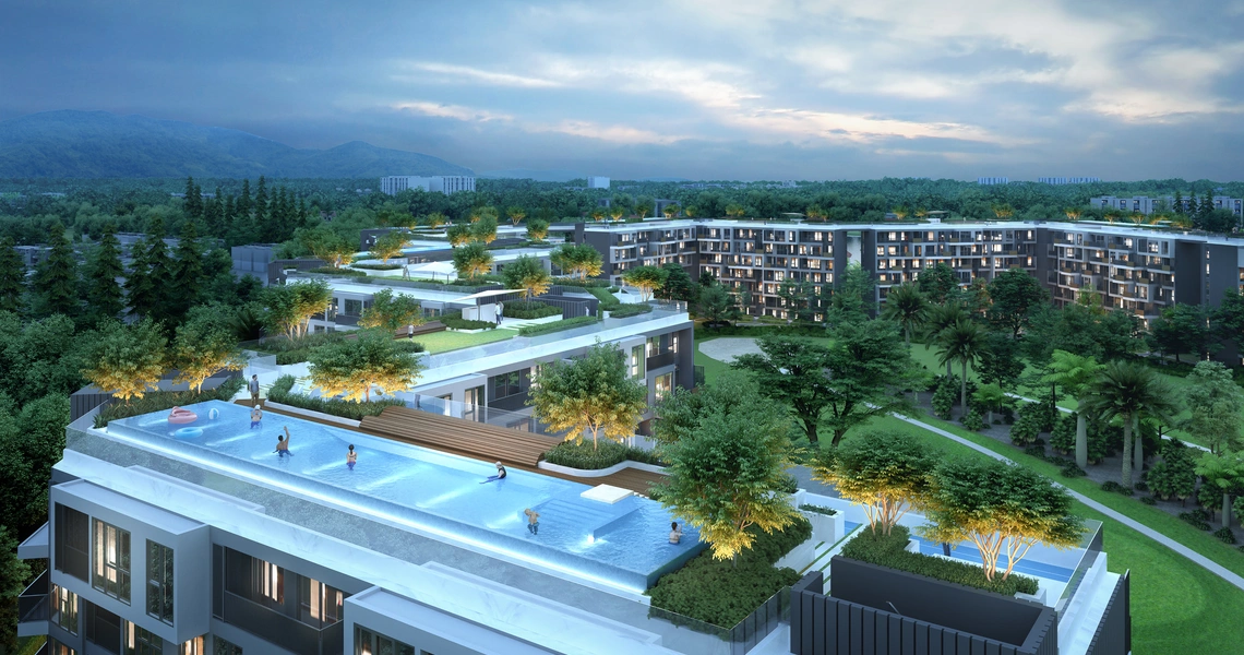 Skypark Celeste exterior pool view