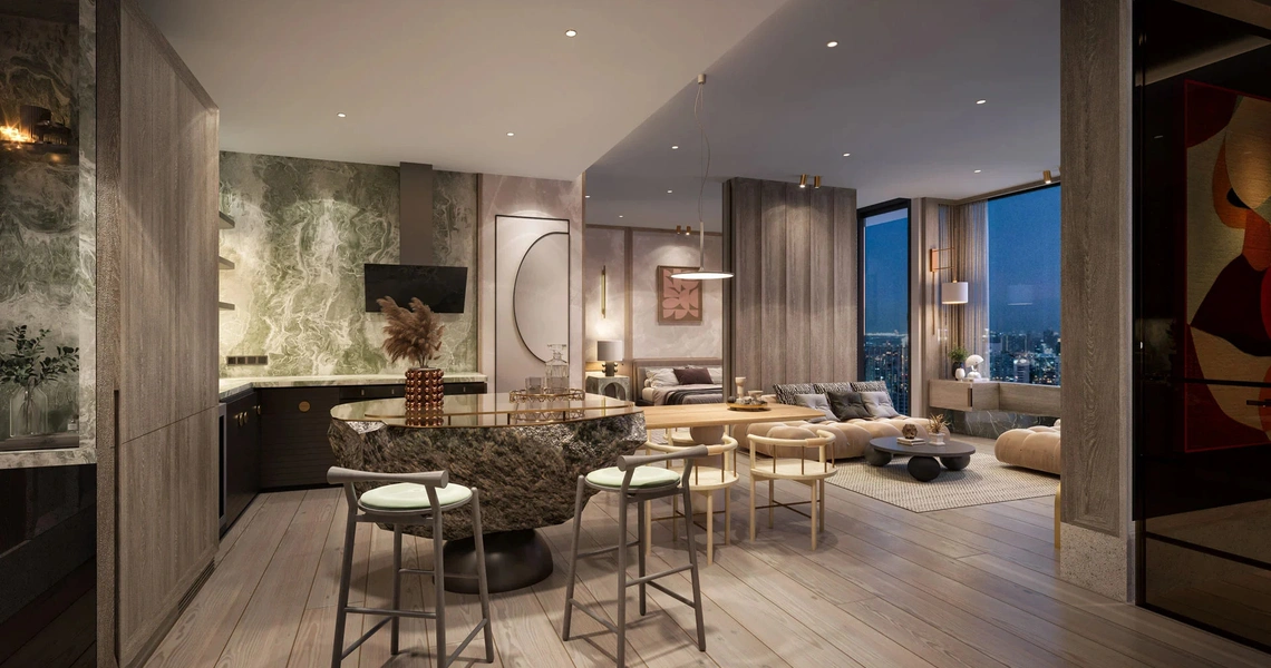 Noble Form Thonglor luxury high-rise - 2-bedroom combined unit side view