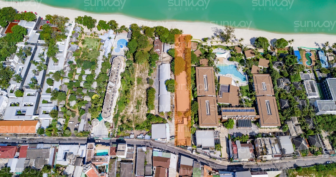 Land Plot on Samui Beach front land for sale drone view