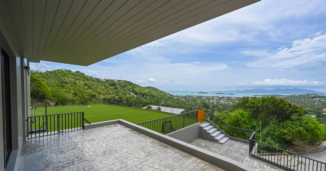 Luxury villas on Samui Villa Kelly 6 Bedroom Seaview Pool Villa football pitch