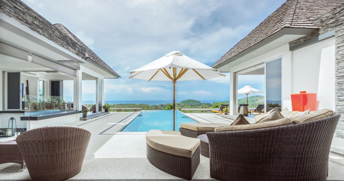 Villa Bauhinia -  terrace overlooking the pool and sea