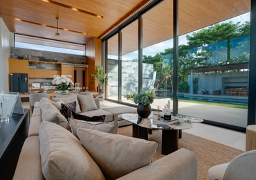 Botanica Montazure luxury villas Phuket - living room with high ceiling overlooking sala