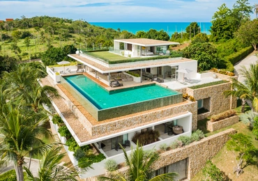 Luxury villas on Samui 6 Bedroom Pool Villa in Samujana drone view