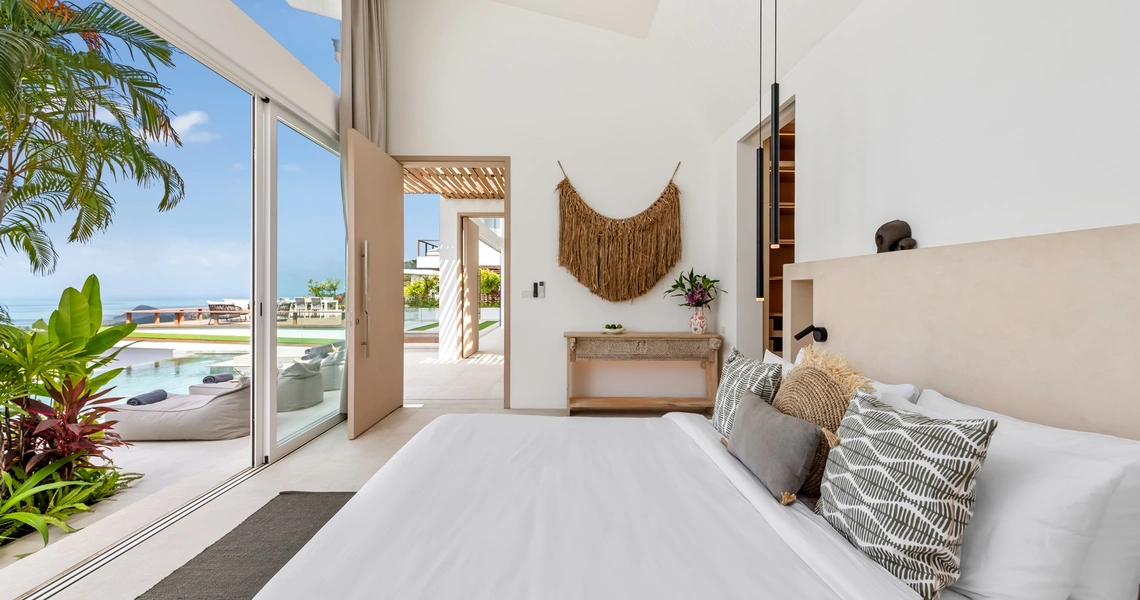 Pacific Palisade Samui luxury villa - view from guest bedroom to living room