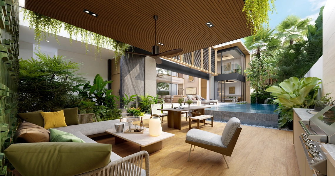ANNARA Residences living room and pool