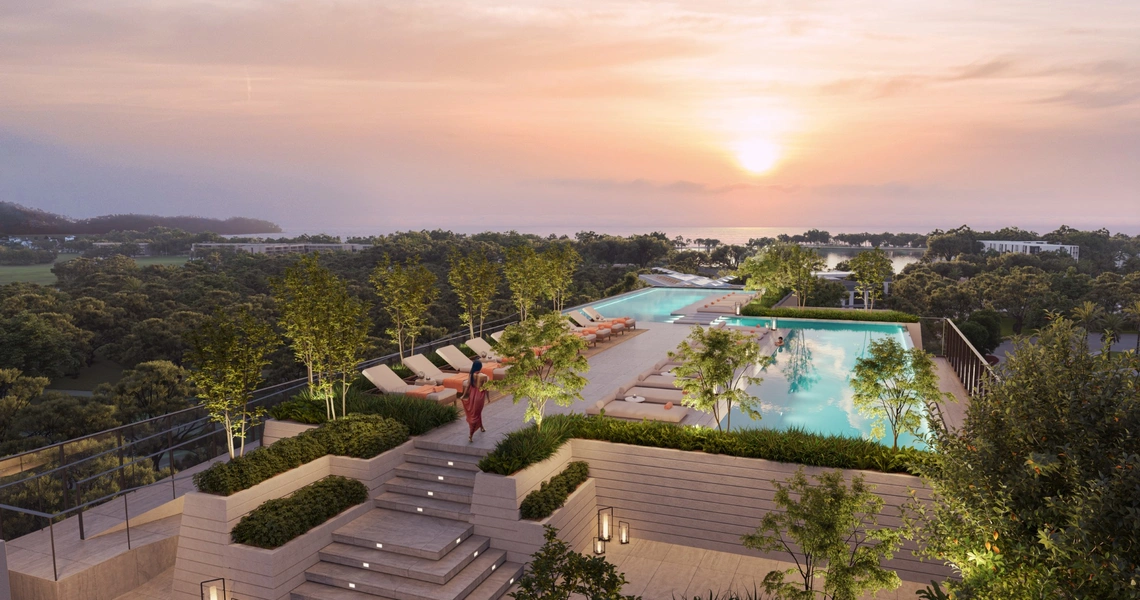 Laguna Aster Phuket luxury condo - rooftop view towards the sea