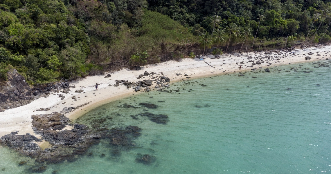 Land Plot on Samui Unique 27 Rai oceanfront land drone view