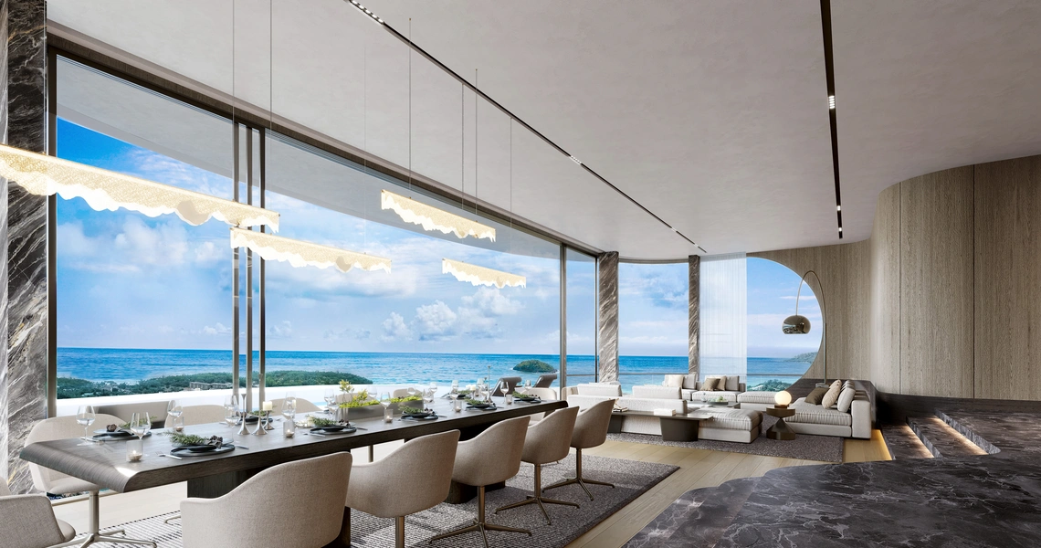 Aurora Kata Top Sea View Villa living room with view
