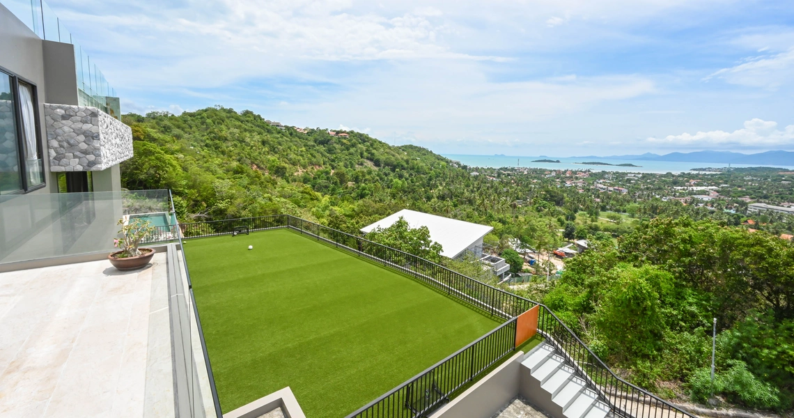 Luxury villas on Samui Villa Kelly 6 Bedroom Seaview Pool Villa footbal pitch