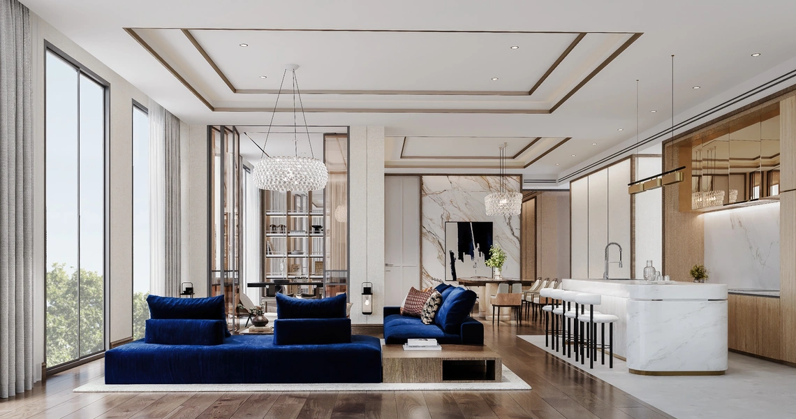 8 Residence Living room with bar