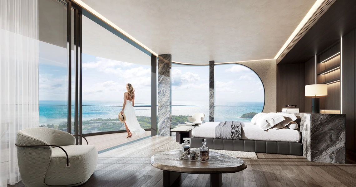 Aurora Kata Top Sea View Villa master bedroom sea view