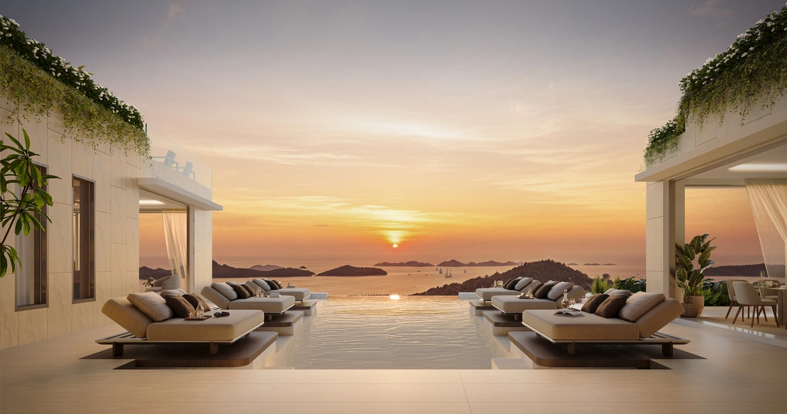 garden atlas bayview sundeck with sunset