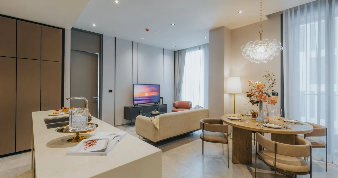 Hyde Heritage Thonglor Bangkok luxury condo - 2-bedroom living room