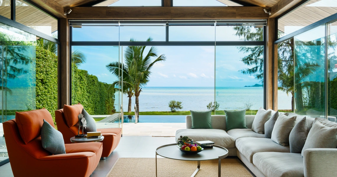 Luxury villas on Samui 5 Bedroom Beachfront Villas in Baan Talay living area