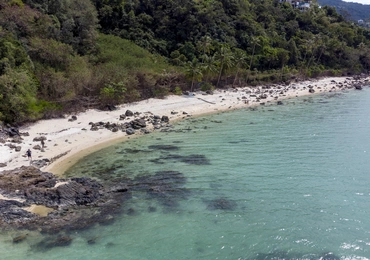 Land Plot on Samui Unique 27 Rai oceanfront land drone view