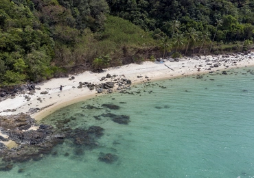 Land Plot on Samui Unique 27 Rai oceanfront land drone view