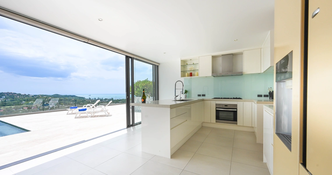 Luxury villas on Samui Villa Kelly 6 Bedroom Seaview Pool Villa kitchen area